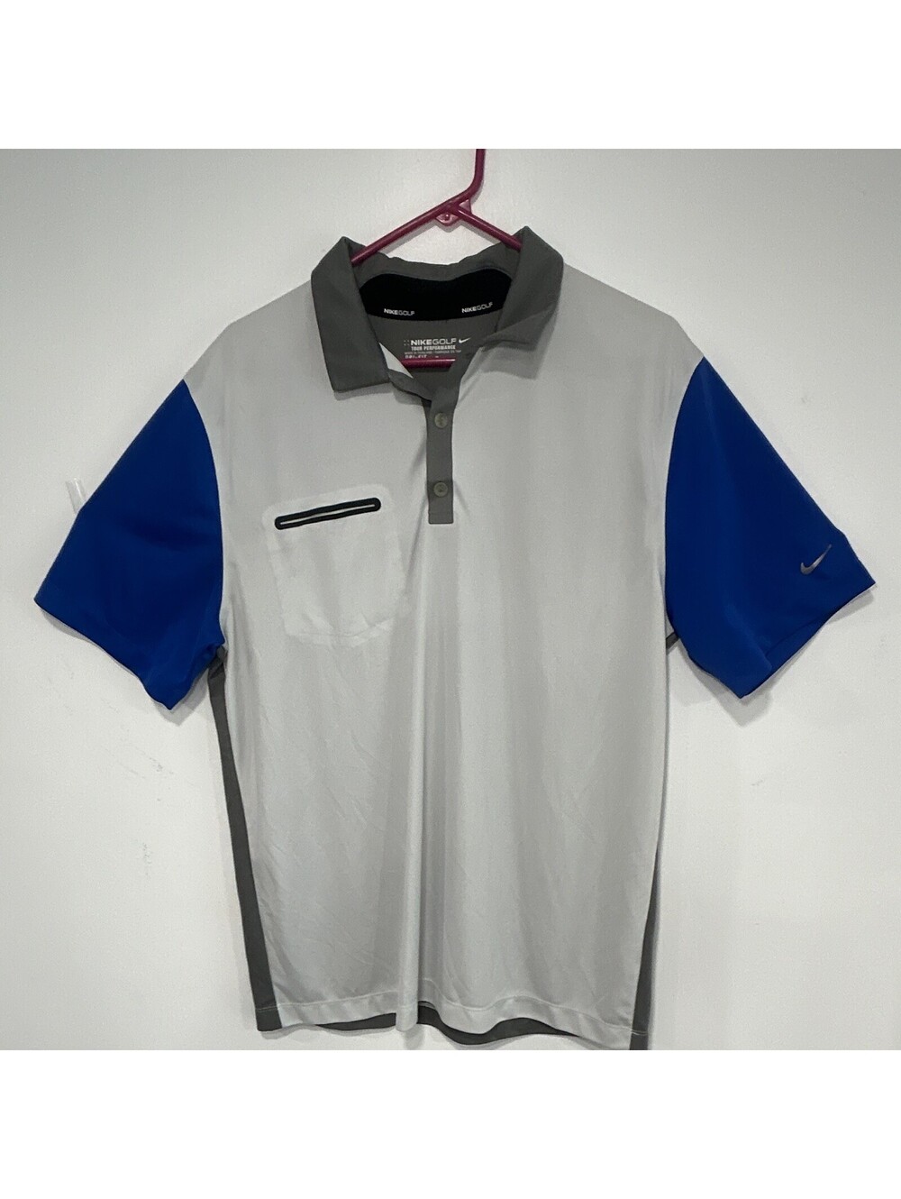 Nike Golf Tour Performance Dri-FIT Men’s L Colorblock Polo Gray Blue White